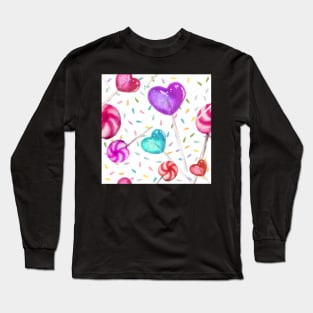 Lollipop Pattern White Long Sleeve T-Shirt